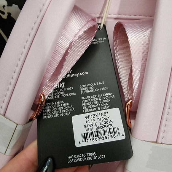BNWT Minnie Mouse Sequin Cotton Candy Loungefly Mini Backpack - Picture 6 of 9